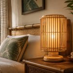 Tropisk bambusbordlampe for resort-soverom