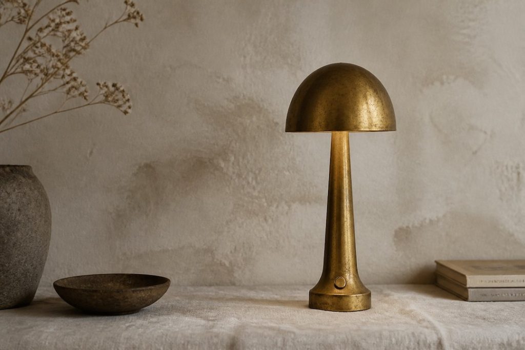 Wabi Sabi: Aldret messing trådløs lampe