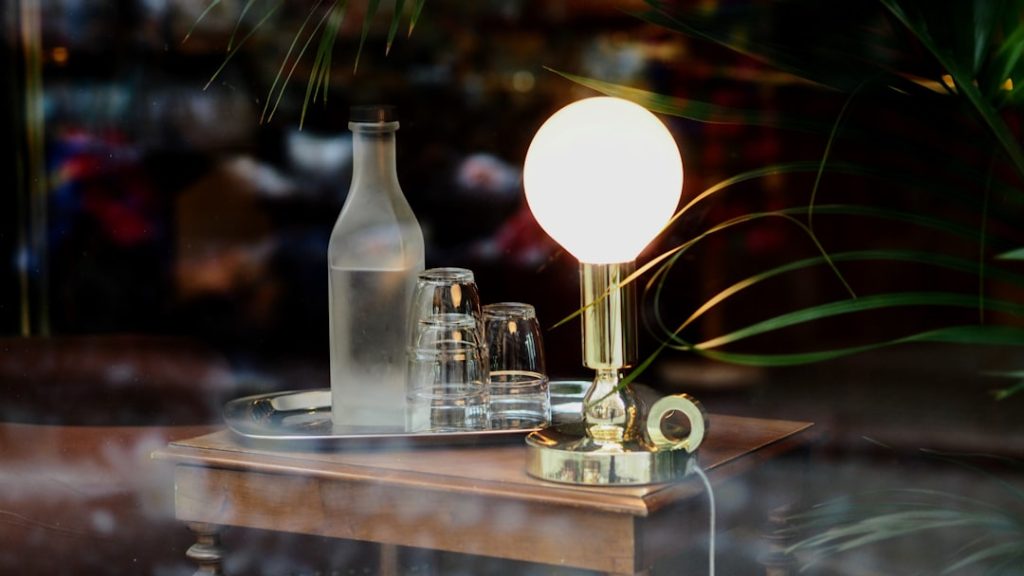 Photo aged brass cordless lamp