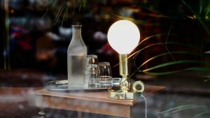 Photo aged brass cordless lamp