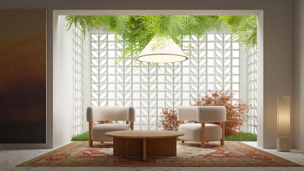 Photo double height living lighting